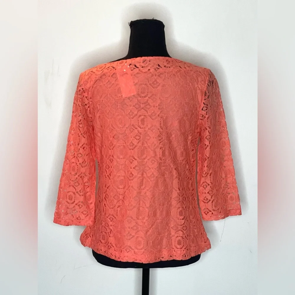 Banana‎ Republic- Coral Lace Boatneck Blouse Size 10P
